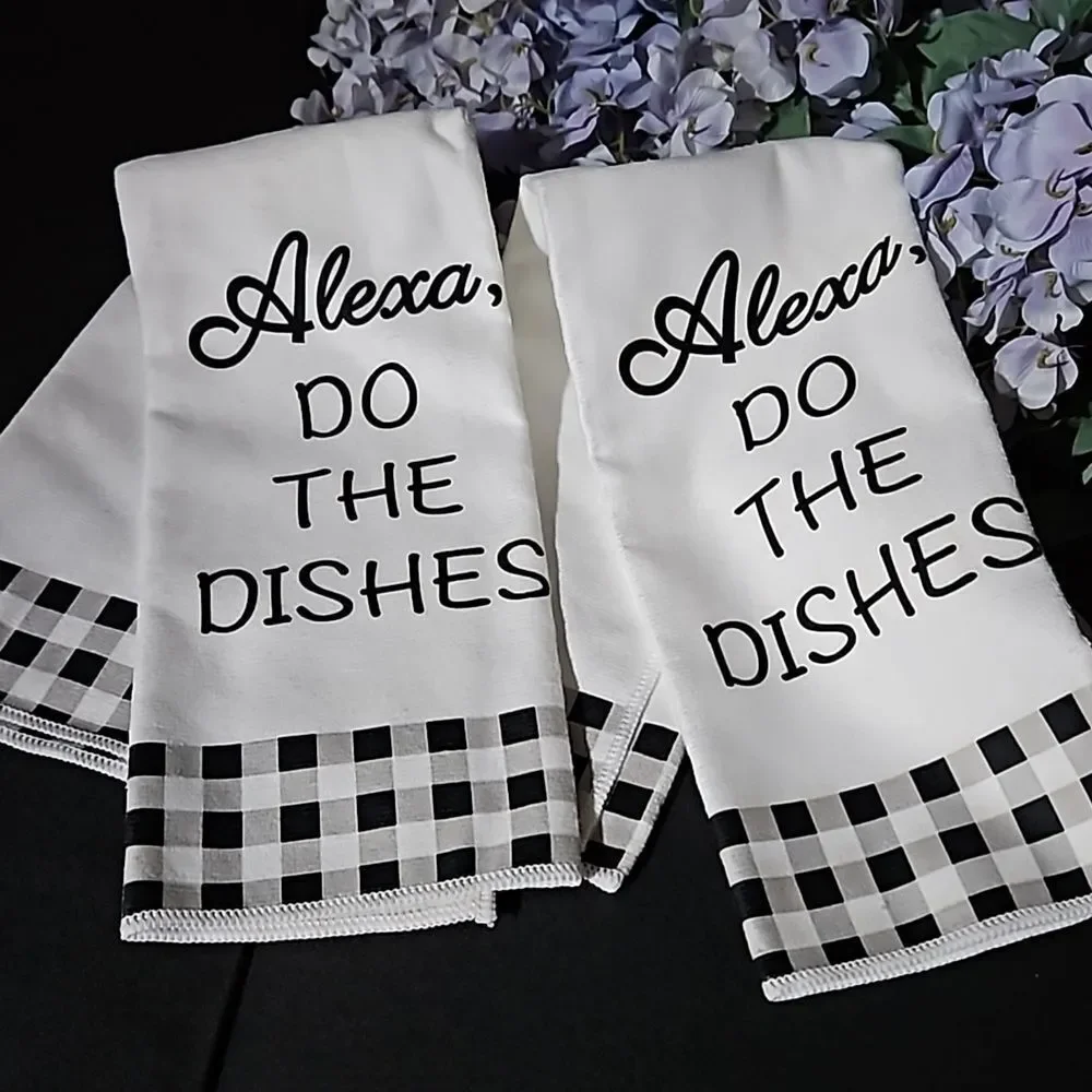 Set  of 2 Black & White Kitchen Towels 